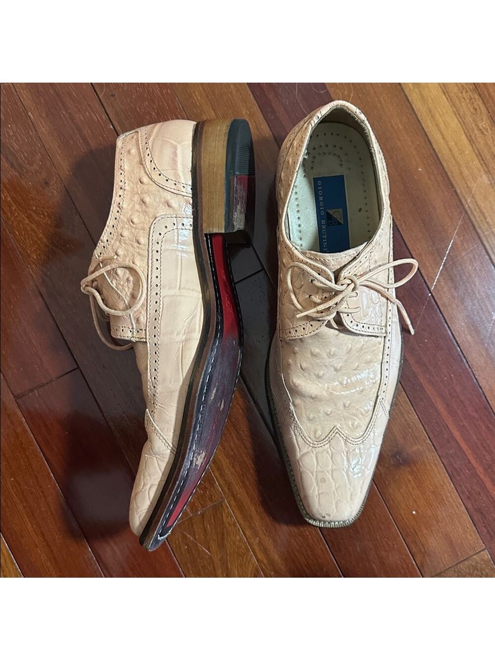 Giorgio Brutini Crocodile Textured Leather Shoes Pointed Toe Mens Size 9.5 Pink